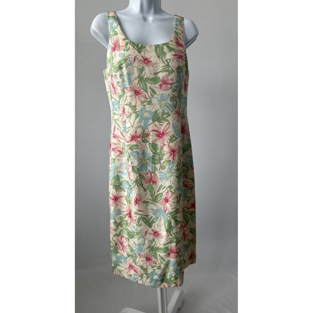 Ann Taylor Sz: 8 Silk Pastel Floral Sheath Dress Easter Spring Church (b48)